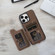 iPhone 15 Pro Max ABEEL Litchi Texture Card Bag PU Phone Case - Khaki