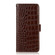 iPhone 15 Pro Max Crocodile Top Layer Cowhide Leather Phone Case - Brown