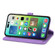 iPhone 15 Pro Max Embossed Flower Zipper Leather Phone Case - Purple