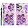 iPhone 15 Pro Max Colored Drawing Leather Phone Case - Purple Flower