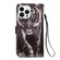 iPhone 15 Pro Colored Drawing Pattern Plain Weave Leather Phone Case - Black And White Tiger