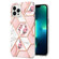 iPhone 15 Pro Electroplating Splicing Marble Flower Pattern TPU Shockproof Case - Pink Flower
