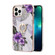 iPhone 15 Pro Electroplating Pattern IMD TPU Shockproof Case with Rhinestone Ring Holder - Purple Flower