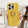 iPhone 15 Pro Litchi Texture Ring Holder Shockproof Phone Case - Yellow