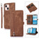 iPhone 15 Plus Zipper Card Slot Buckle Wallet Leather Phone Case - Brown