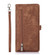 iPhone 15 Plus Zipper Card Slot Buckle Wallet Leather Phone Case - Brown