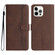 iPhone 15 Pro Heart Pattern Skin Feel Leather Phone Case - Brown
