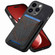 iPhone 15 Pro Denim Texture Leather Skin Phone Case with Card Slot - Black