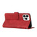 iPhone 15 Pro Stitching Calf Texture Buckle Leather Phone Case - Red iPhone 15 Pro Stitching Calf Texture Buckle Leather Phone Case - Red