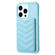 iPhone 15 Pro BF26 Wave Pattern Card Bag Holder Phone Case - Blue iPhone 15 Pro BF26 Wave Pattern Card Bag Holder Phone Case - Blue