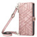 iPhone 15 Pro Geometric Zipper Wallet Side Buckle Leather Phone Case with Crossbody Lanyard - Pink