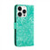 iPhone 15 Pro Lace Flower Embossing Flip Leather Phone Case - Green