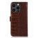 iPhone 15 Pro Crocodile Top Layer Cowhide Leather Phone Case - Brown