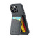 iPhone 15 Pro Fierre Shann Crazy Horse Card Holder Back Cover PU Phone Case - Black
