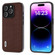 iPhone 15 Pro ABEEL Genuine Leather Luxury Black Edge Phone Case - Coffee