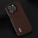 iPhone 15 Pro ABEEL Genuine Leather Luxury Black Edge Phone Case - Coffee