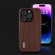 iPhone 15 Pro ABEEL Genuine Leather Luxury Black Edge Phone Case - Coffee