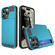 iPhone 15 Pro Multifunction Armor Slide Card Slot Phone Case - Sky Blue