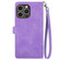 iPhone 15 Pro Embossed Flower Zipper Leather Phone Case - Purple