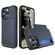 iPhone 15 Pro Multifunction Armor Slide Card Slot Phone Case - Navy Blue