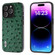 iPhone 15 Pro ABEEL Genuine Leather Ostrich Texture Phone Case - Green