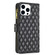 iPhone 15 Pro Diamond Lattice Zipper Wallet Leather Flip Phone Case - Black