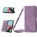 iPhone 15 Pro Skin Feel Stripe Pattern Leather Phone Case with Lanyard - Purple