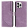 iPhone 15 Pro Skin Feel Stripe Pattern Leather Phone Case with Lanyard - Purple