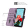 iPhone 15 Pro Skin Feel Stripe Pattern Leather Phone Case with Lanyard - Purple