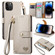 iPhone 15 Pro Love Zipper Lanyard Leather Phone Case - Gray
