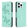 iPhone 15 Pro Embossing Two Butterflies Pattern Leather Phone Case - Green