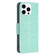iPhone 15 Pro Embossing Two Butterflies Pattern Leather Phone Case - Green