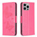 iPhone 15 Pro Max Embossing Two Butterflies Pattern Leather Phone Case - Rose Red