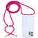 iPhone 15 Pro Transparent Acrylic Airbag Shockproof Phone Protective Case with Lanyard - Rose Red