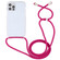 iPhone 15 Pro Transparent Acrylic Airbag Shockproof Phone Protective Case with Lanyard - Rose Red