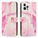 iPhone 15 Pro Painted Marble Pattern Leather Phone Case - Rose Gold