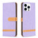 iPhone 15 Pro Color Block Denim Texture Leather Phone Case - Purple