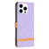 iPhone 15 Pro Color Block Denim Texture Leather Phone Case - Purple