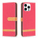 iPhone 15 Pro Color Block Denim Texture Leather Phone Case - Red