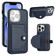 iPhone 15 Pro Shockproof Leather Phone Case with Card Holder - Blue