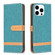 iPhone 15 Pro Color Block Denim Texture Leather Phone Case - Green