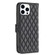 iPhone 15 Pro Diamond Lattice Wallet Flip Leather Phone Case - Black