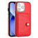 iPhone 15 Pro Shockproof Leather Phone Case with Card Holder - Red