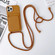iPhone 15 Pro Crossbody Lanyard Elastic Silicone Card Holder Phone Case - Brown