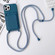 iPhone 15 Pro Crossbody Lanyard Elastic Silicone Card Holder Phone Case - Blue