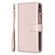 iPhone 15 Pro 9 Card Slots Zipper Wallet Leather Flip Phone Case - Rose Gold