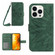iPhone 15 Pro Skin Feel Sun Flower Embossed Flip Leather Phone Case with Lanyard - Green