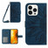 iPhone 15 Pro Skin Feel Sun Flower Embossed Flip Leather Phone Case with Lanyard - Inky Blue