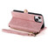 iPhone 15 Pro Geometric Zipper Wallet Side Buckle Leather Phone Case - Pink