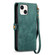 iPhone 15 Pro Geometric Zipper Wallet Side Buckle Leather Phone Case - Green